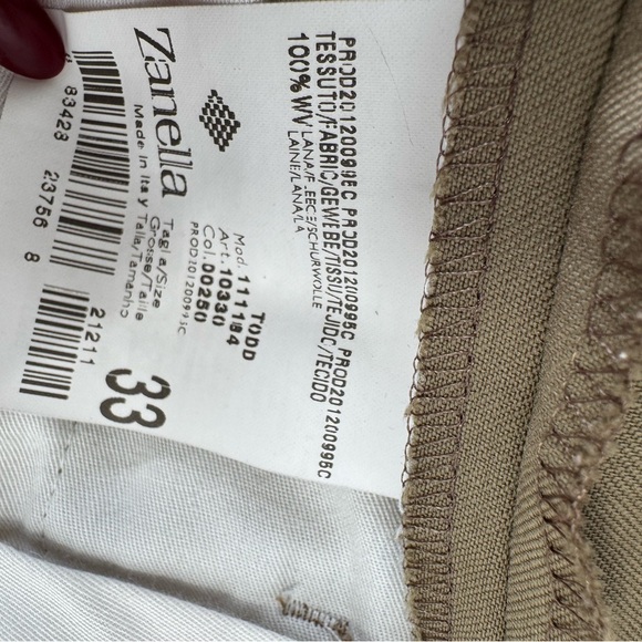 Zanella Flat Front Olive Green Dress Pants Mens SZ 343/30 - Picture 6 of 14